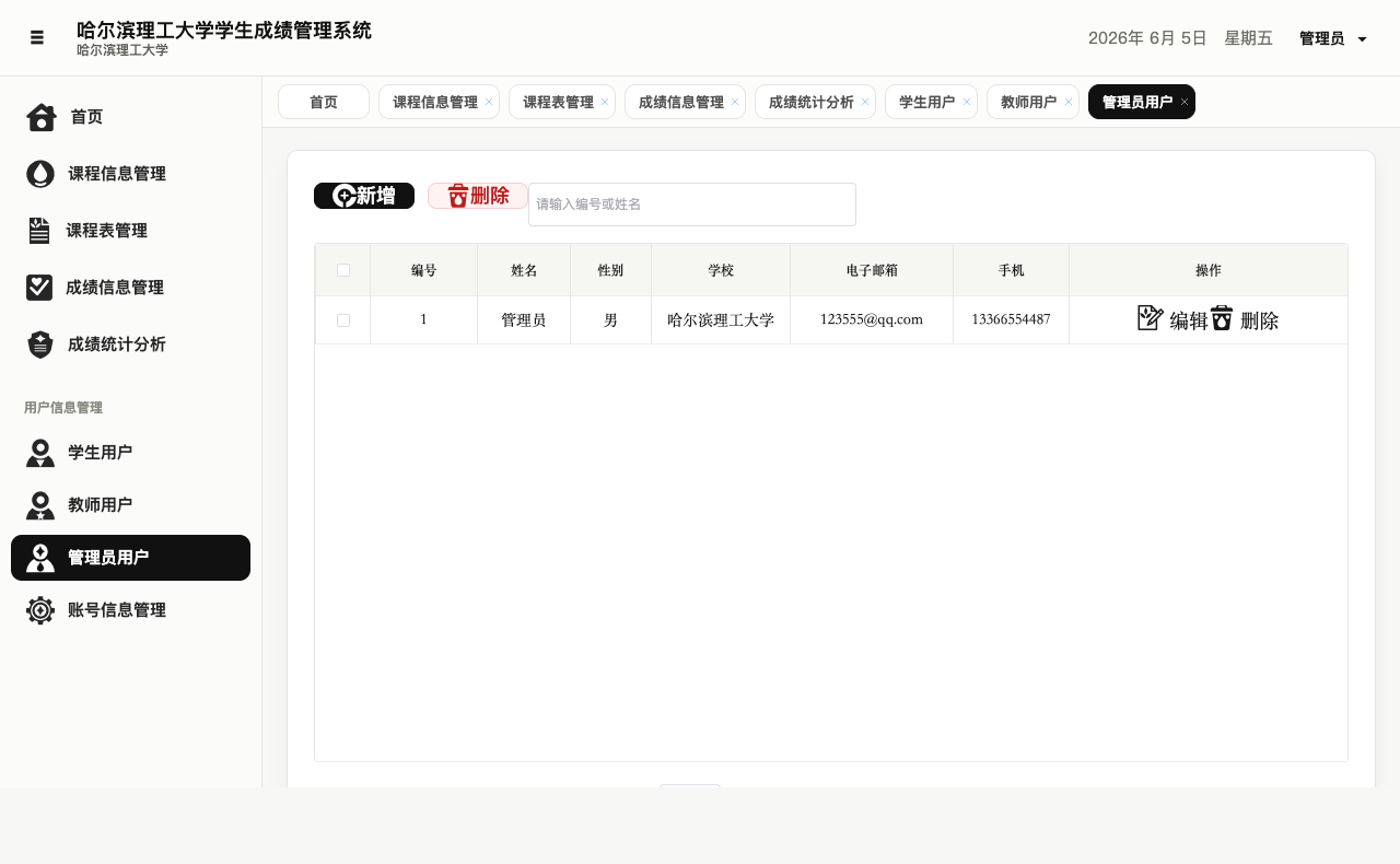 学生成绩管理系统管理员用户管理