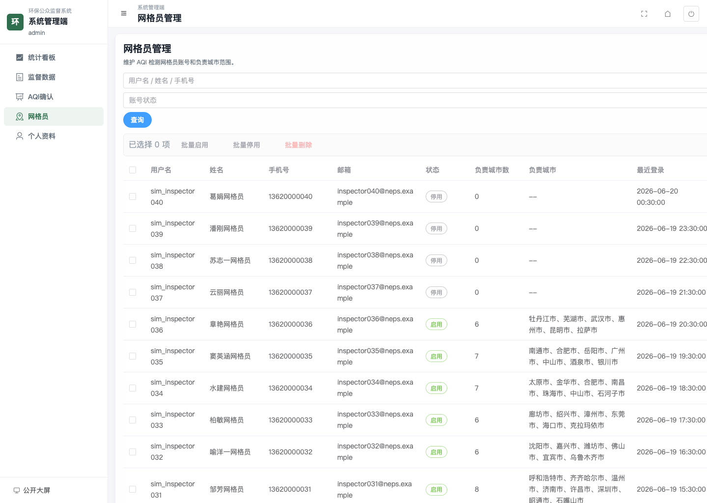 管理员网格员管理页