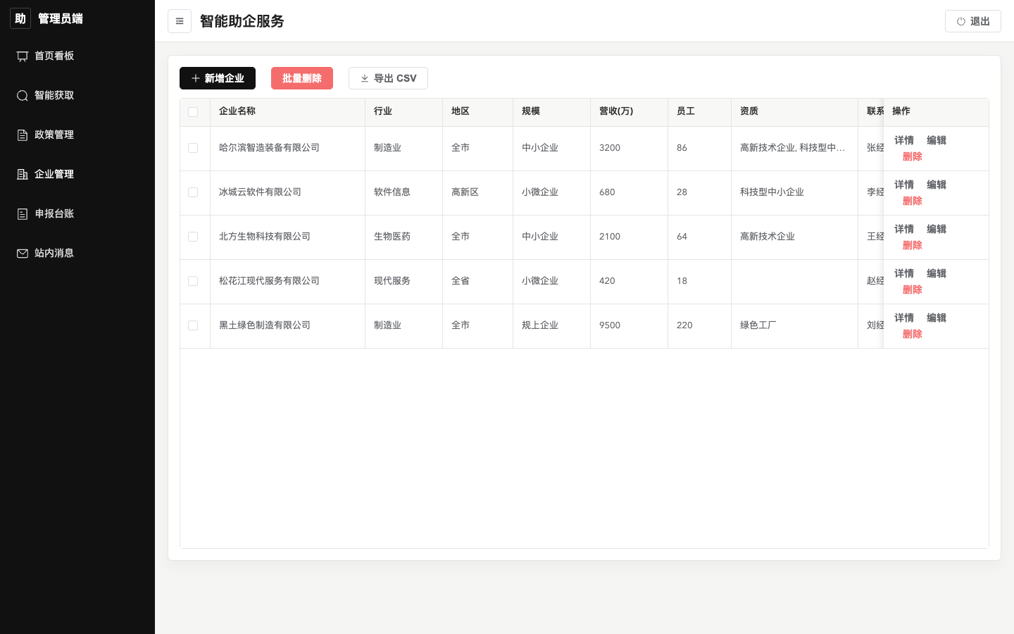 管理员端-企业管理