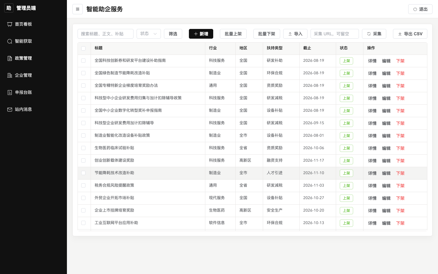管理员端-政策管理